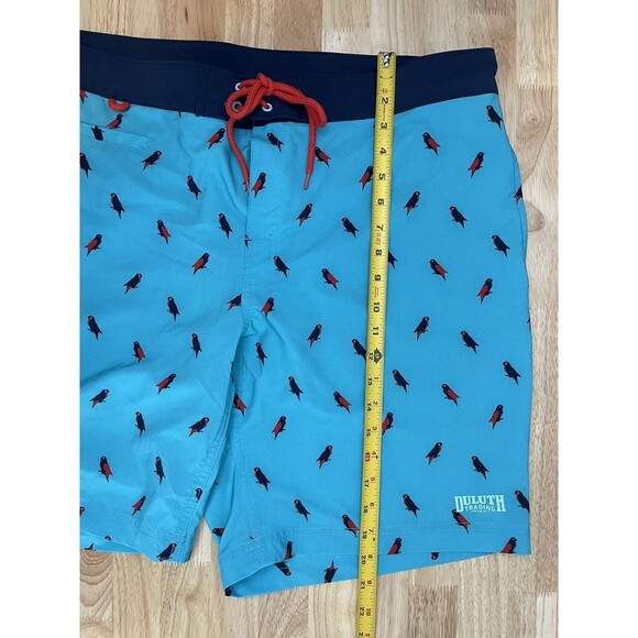 Duluth Trading Co Mens Bull Moose DuluthFlex 9" Parrots Print Board Short Sz 38 - Picture 5 of 13